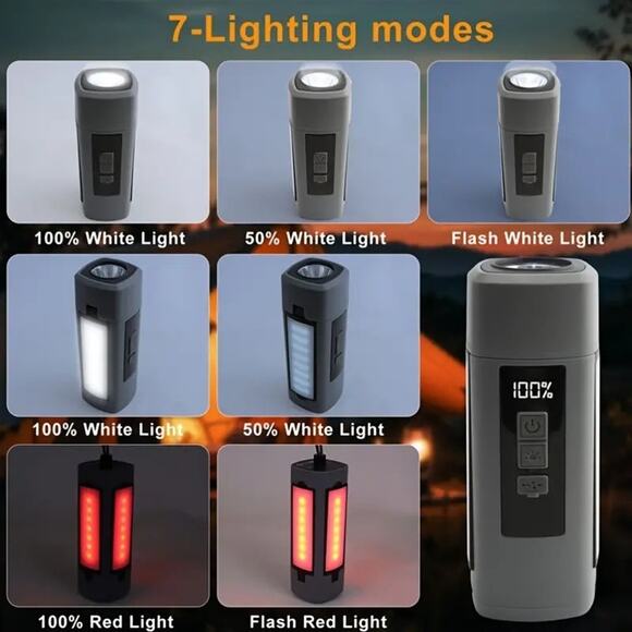 Camping Tent LED Lantern Light with Display, Foldable, Extendable, Magnetic... - Picture 6 of 7